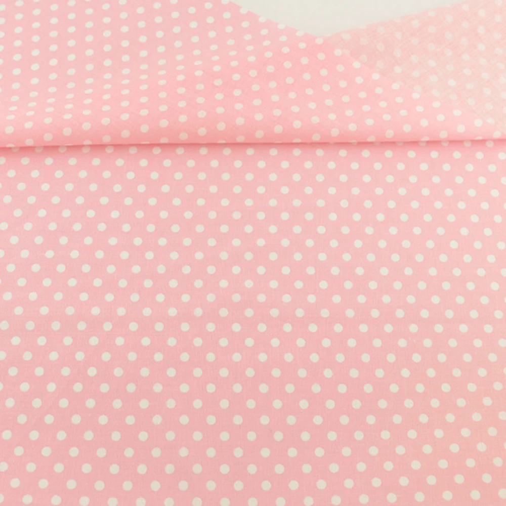 New White Dots Printed Pink Cotton Fabric Pre cut Fat Quarter Patchwork Tissue Crafts Dolls Fabrics Sewing for Doll's DIY|pink cotton