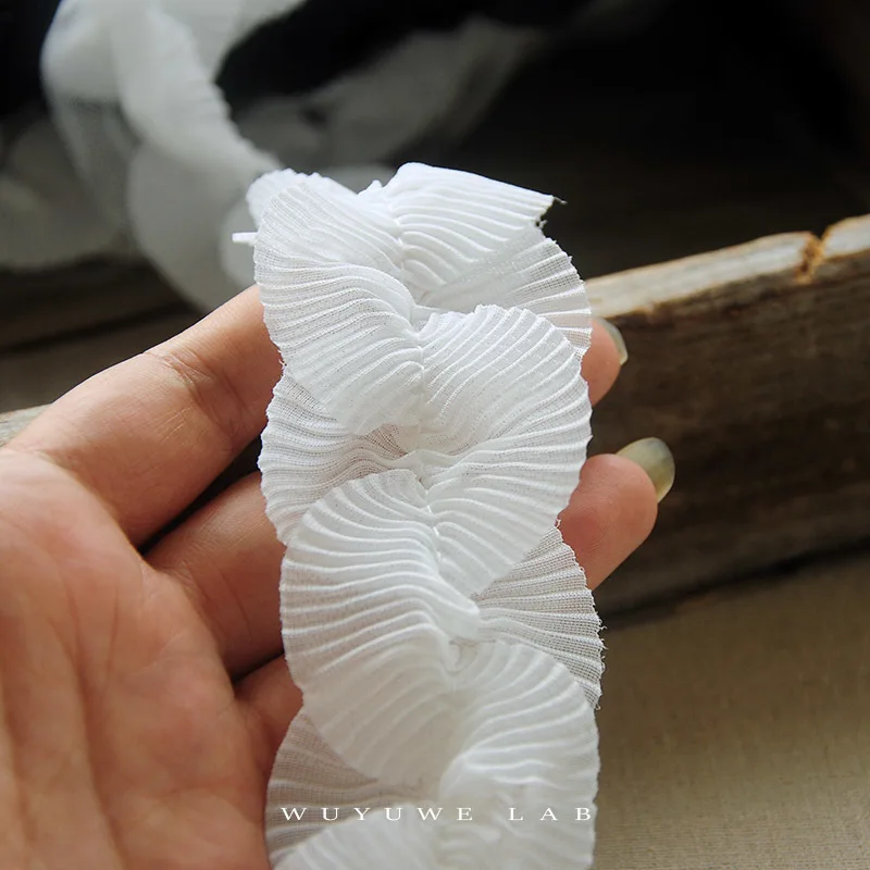 1 м черно-белая волнистая спиральная кружевная плиссированная шифоновая юбка с