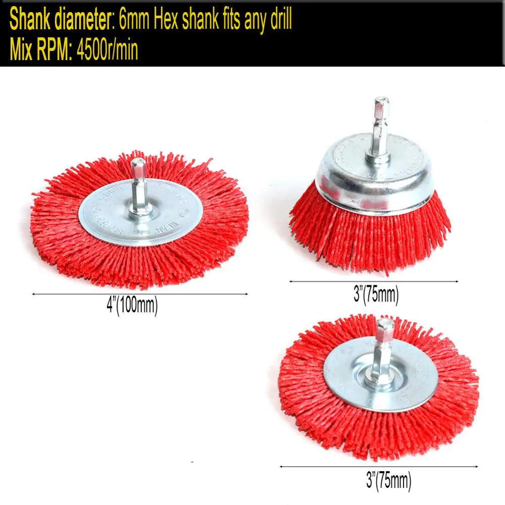 Нейлоновая Щетка для стакана 1 шт. 2 5/3/4 дюйма абразивная проволочная щетка-колесо