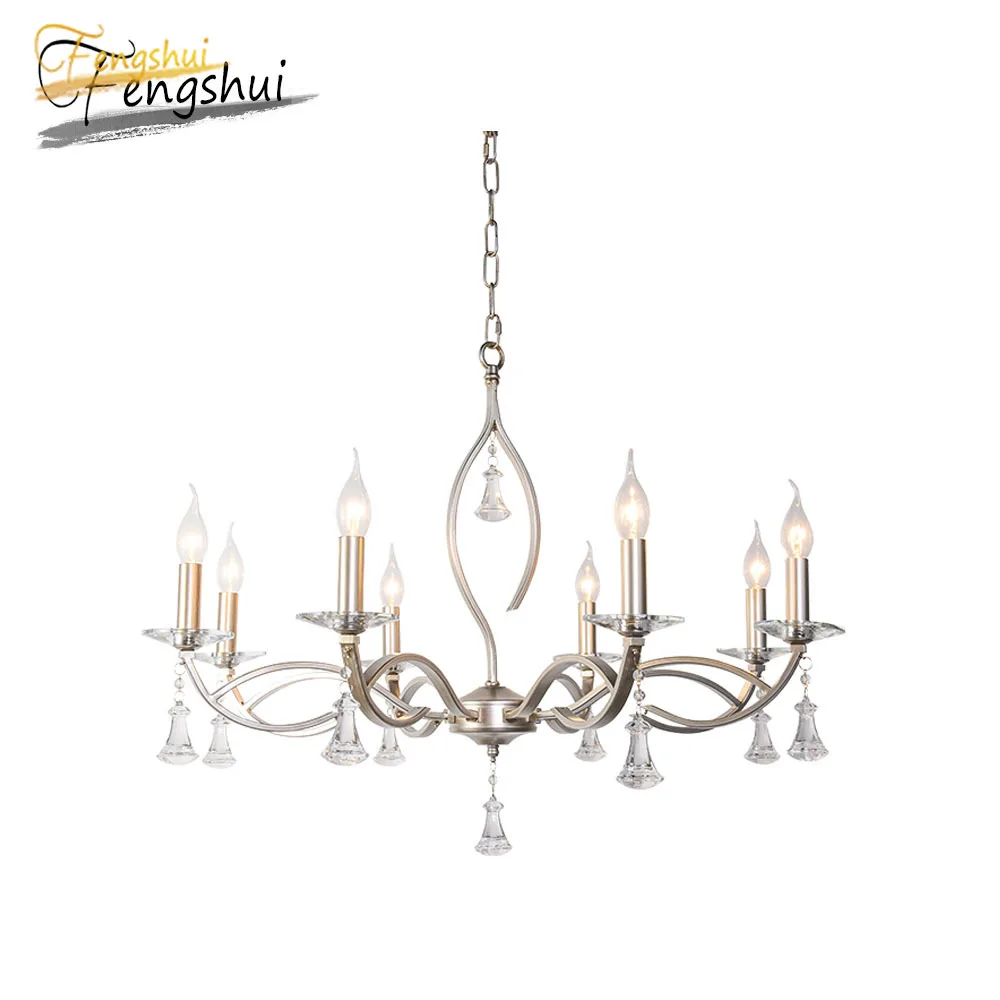 

Nordic Wrought Iron Chandeliers Lighting American Retro Crystal LED Chandelier LOFT Living Room Bedroom Hotel Decoration Lamps