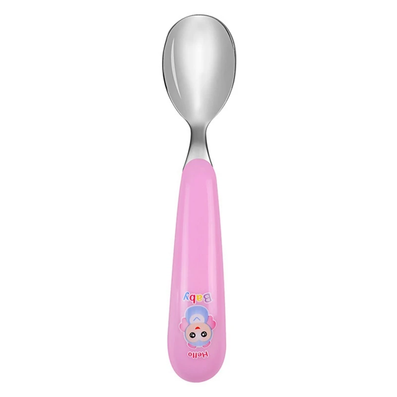 Child Toddler Cute Cartoon Cutlery Stainless Fork Spoon Infant Baby Feeding Utensils Infant Food Feeding Spoon Fork