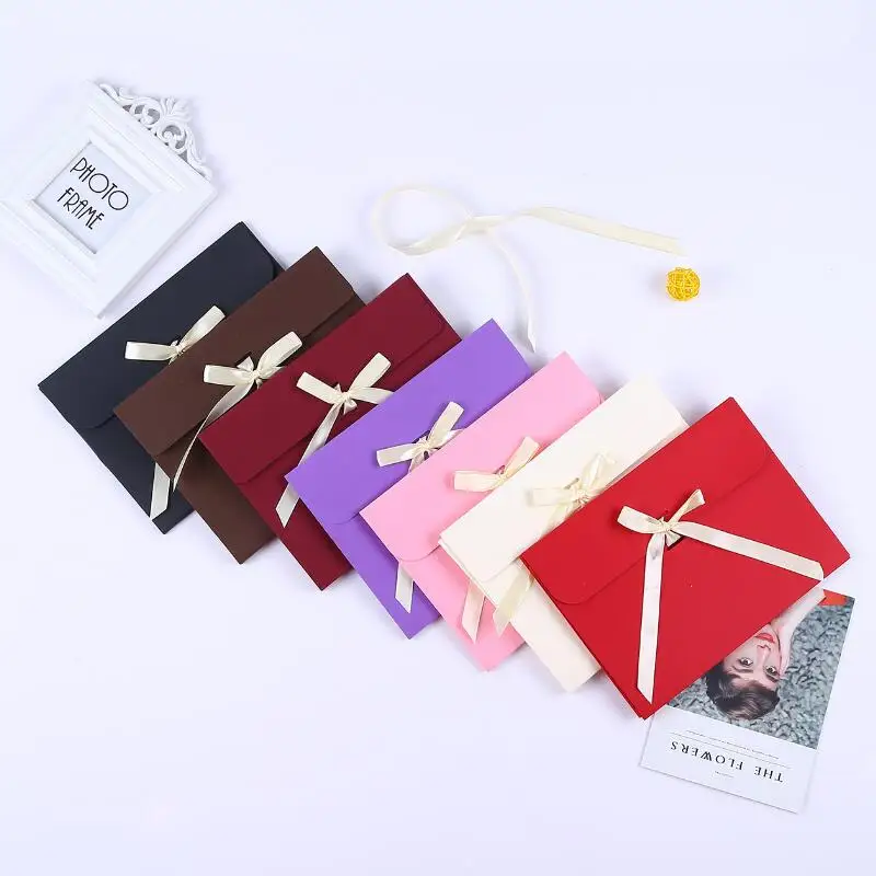 

Large Photo Envelope Packaging Case Paper Gift Postcard Envelope Box For Silk Scarf with Ribbon LX7596