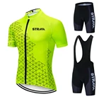 2021 летняя велосипедная дышащая одежда для мужчин STRAVA Велоспорт Джерси с коротким рукавом рубашка велосипедные шорты гелевые подушечки одежда для велоспорта
