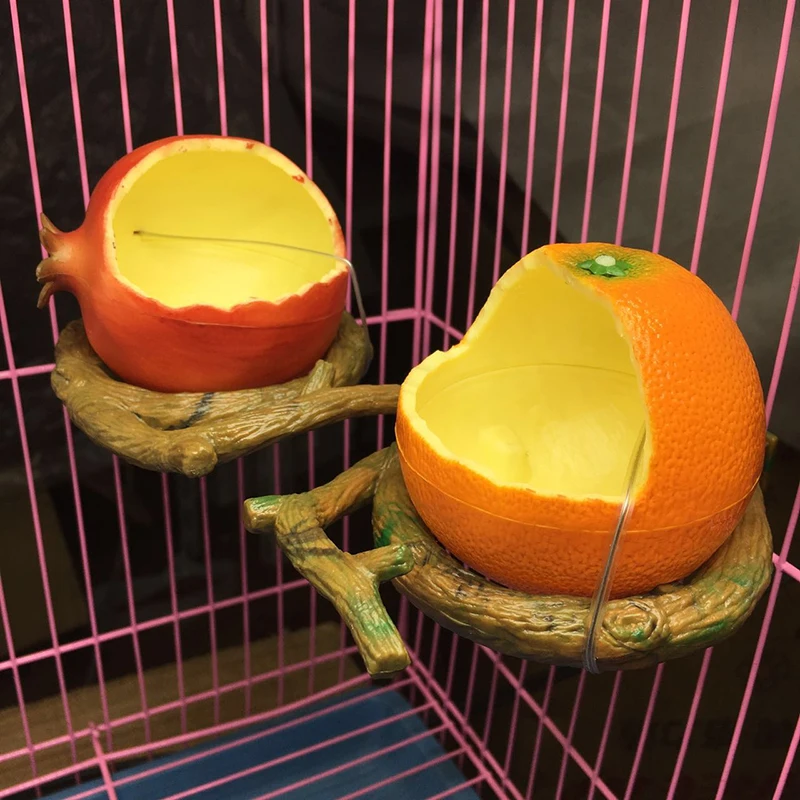 

Cute Fruit-like Bird Feeder Hamster Anti-spread Hanging Fixed Feeder Bird Food Dispenser Box Organizer Parrot Feeding Bowl