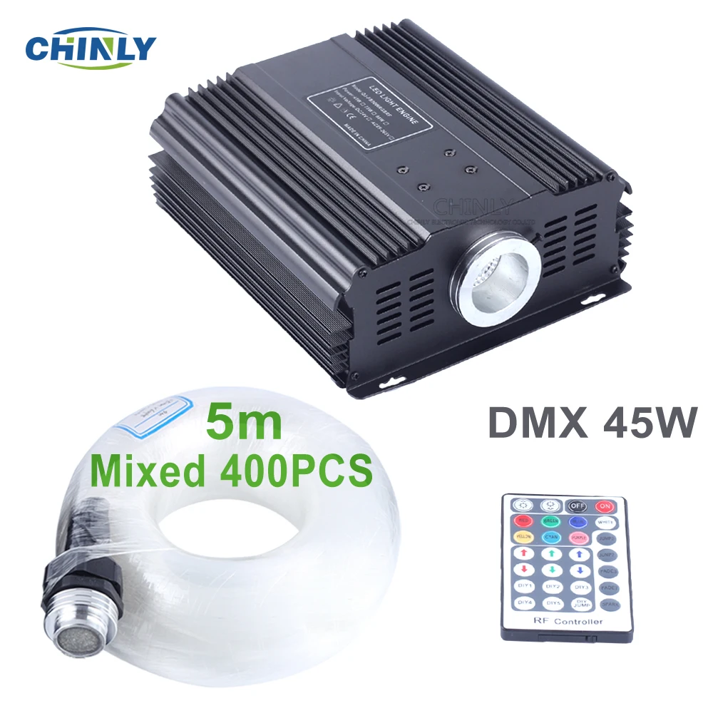 DMX 45 Вт RGB Оптическое волокно 5 м смешанный 400 шт кабель RF дистанционное управление