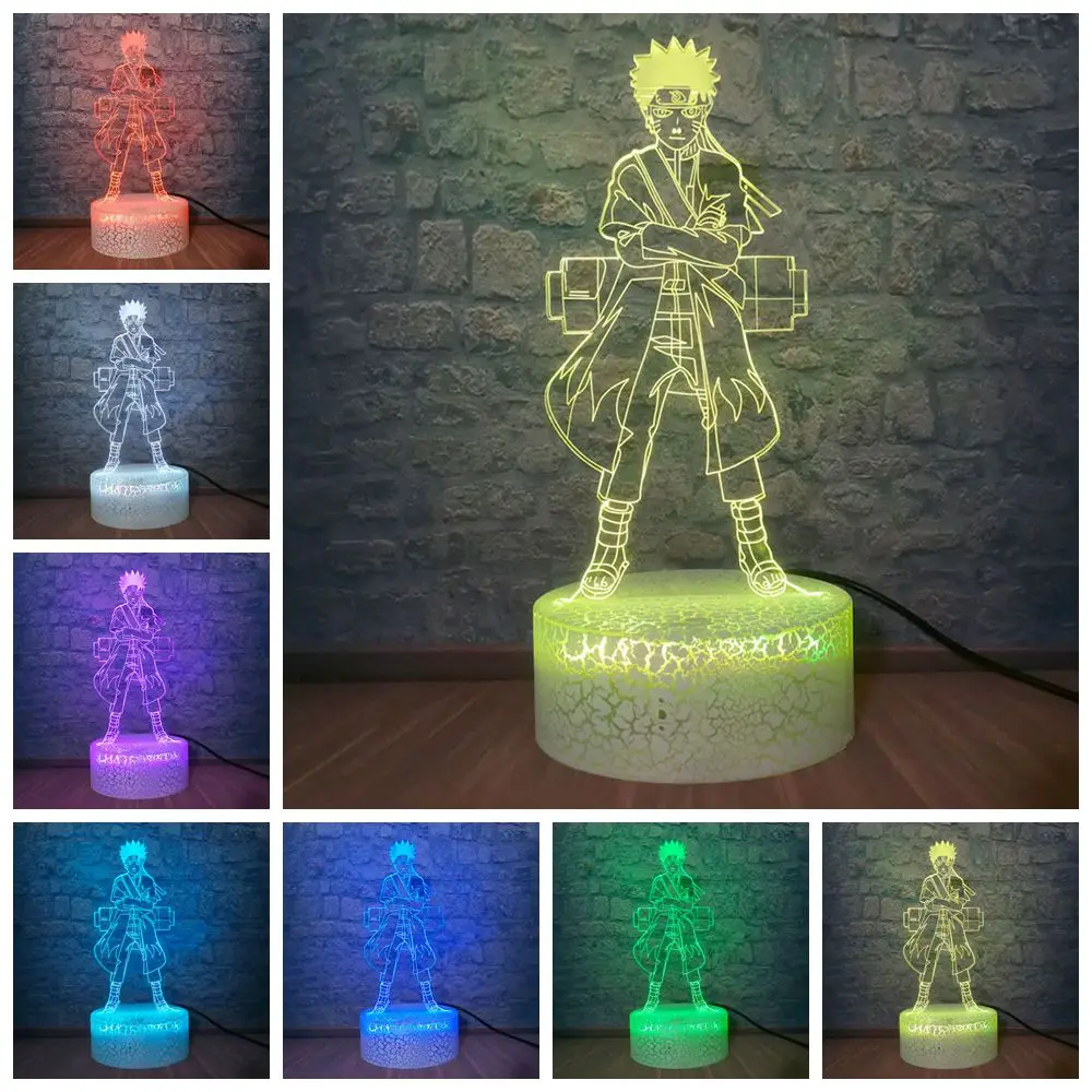 Наруто и рисунок 3D светодиодный ночной Светильник аниме модель сенсорный Сенсор