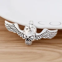 10 pieces large skull wings charms pendants for necklace jewellery making findings 57x26mm
