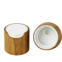 wholesale stock cosmetic package nature bamboo disc cap 20410 24410 bamboo cap plastic bottle bamboo plastic lid