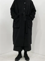 mens new dark classic simplicity of medium to long woolen jacket couples with the same size jacket