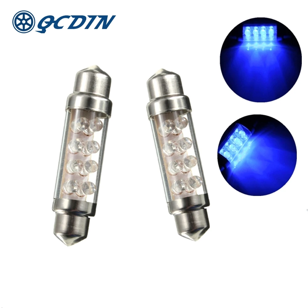 QCDIN 4 светодиодный т. светодиодные гирлянды для салона синий 42 мм Купол 8 SMD