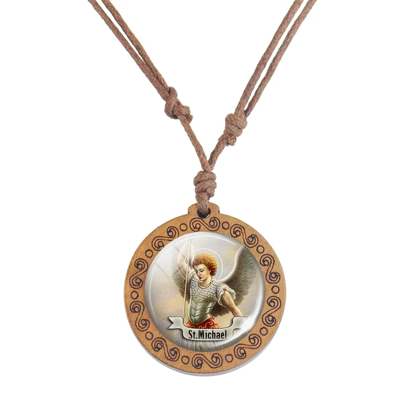 Деревянное ожерелье с изображением девы Марии и ребенка | Украшения аксессуары