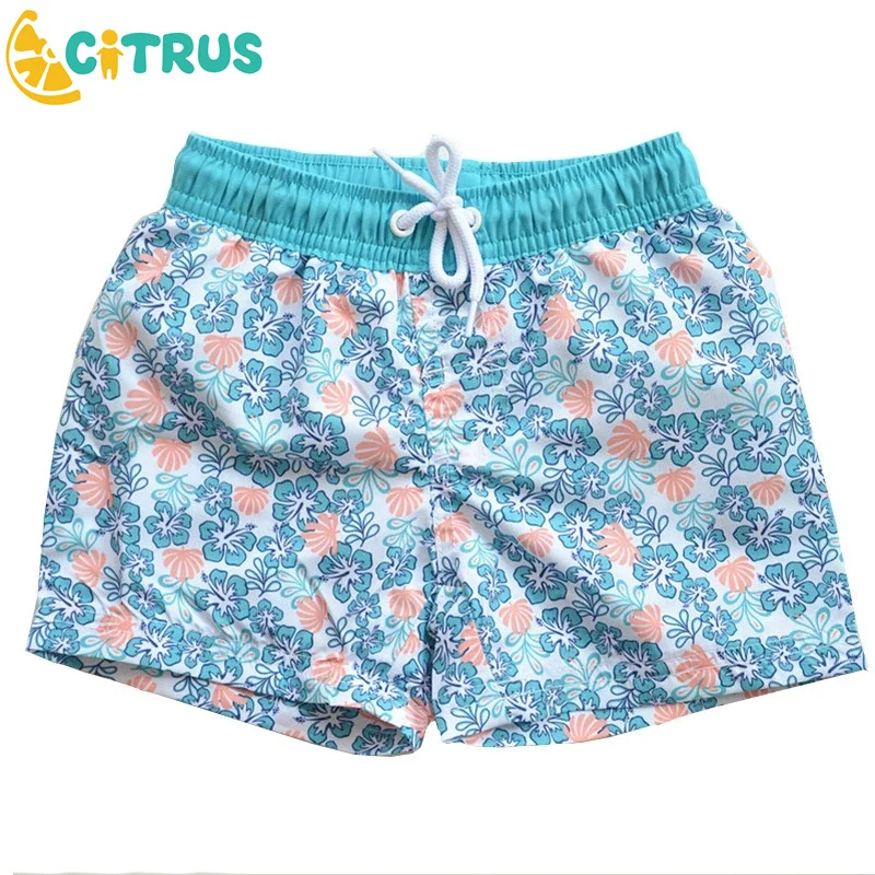 

Children's Swimsuits Small Medium Big Children Green Print Laces Cute Boys Loose Beach Pants Sports Swimming Trunks Vacation