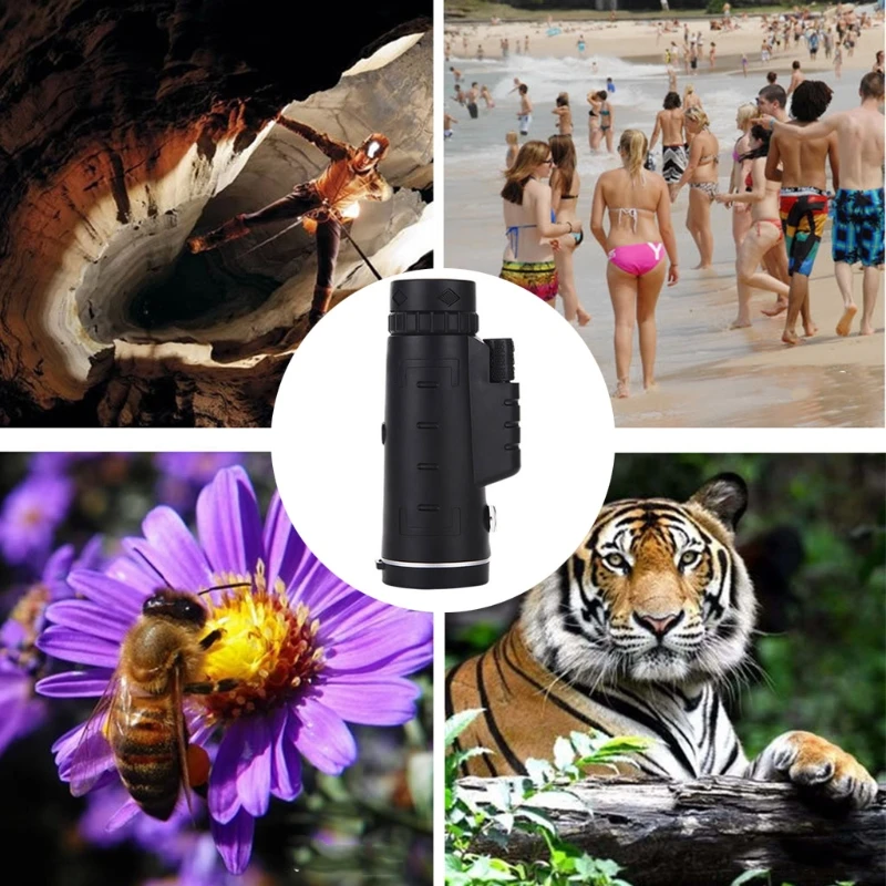 40x60 Monocular Telescope with Universal Phone Mount and Tripod Compass Portable Night Vision Monoculars for Birdwatching | Инструменты