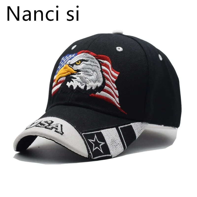 

2019 Black Cap USA Flag Eagle Embroidery Baseball Cap Snapback Caps Casquette Hats Fitted Casual Gorras Dad Hats For Men Women