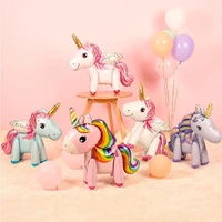 cute assembling unicorn birthday party decoration balloons elk foil balloon accessories baby shower globos balloons