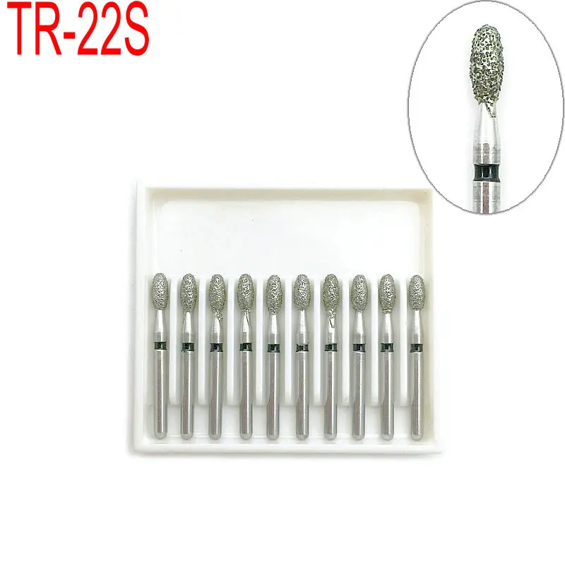 

10pcs 1.6mm Dental High Speed Burs High Speed Handpiece Turbine Diamond Drill Polishing Tooth Preparation bur TR-22S