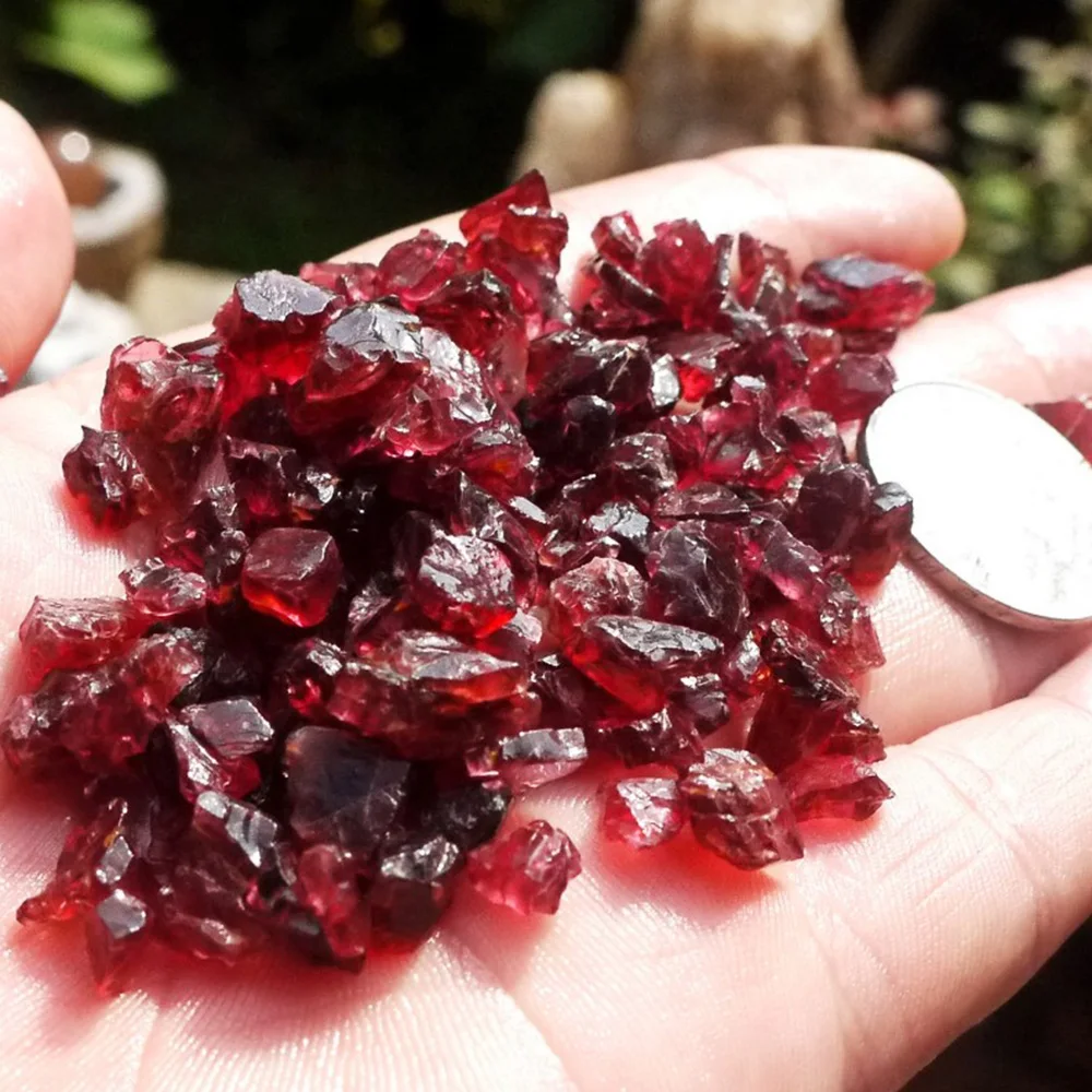 100g Natural Red Garnet Tumbled Quartz Crystal Gravel Healing Energy Rough Mineral Specimen Collectables Garden Home Decor images - 6