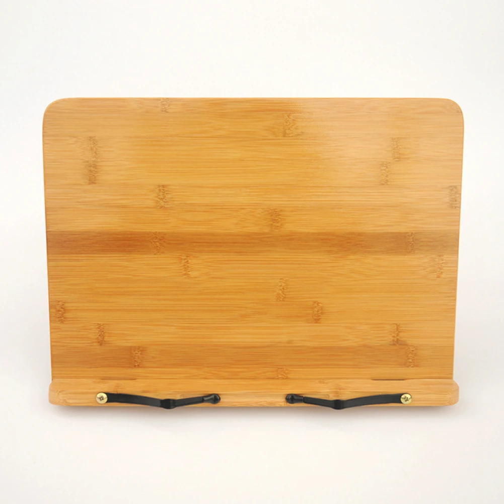 

Natural Bamboo Reading Rack Adjustable Cookbook Book Stand Reading Rest Book Holder with 2 Page Holders Study Room Kitchen