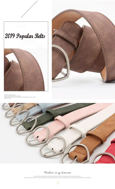 

Goocheer 2019 New Women Metal Leather Belts Heart Shape Round Buckle Boho Waistband Waist PU Belt Fashion 8 Colors Band