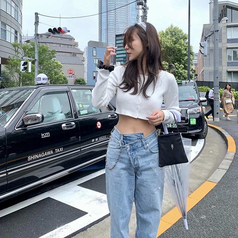 Женский Укороченный кардиган kawaii трикотажный вязаный свитер в Корейском стиле