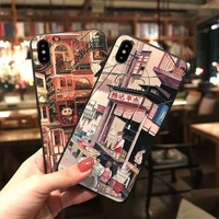 street building 3d emboss phone case for iphone x xs xr 11 12 13 pro max 6 7 8 plus soft back covers creative matte phone cases
