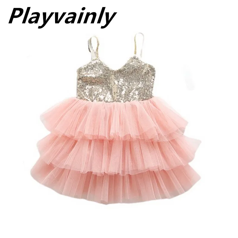 

2020 Summer New Baby Girl Dress Sequins Sleeveless Cake Dress Kid Princess Dress for Girls Children Clothes E21872