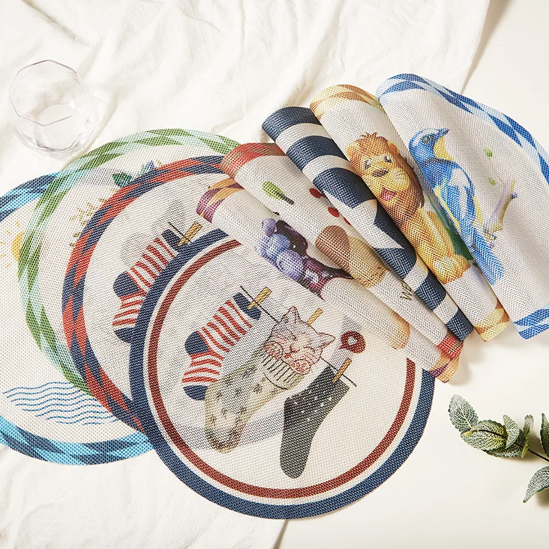 Круглый дизайнерский нескользящий коврик в скандинавском стиле с мультяшным