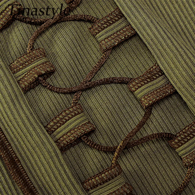 

Tinastyle Sexy Hollow Out Bandage Tops Women Ribbed Knitted Halter Backless Summer Crop Top Women T-Shirt Fashion Party Shirt