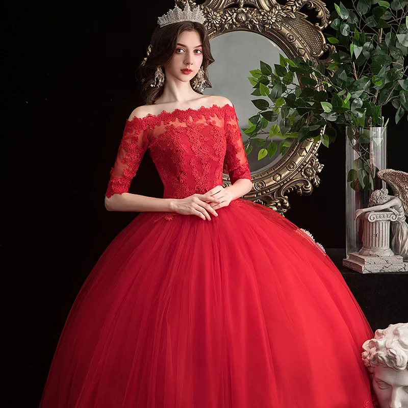 Popodion Red Wedding Dress Lace Bride Simple Sexy WED90534 | Свадьбы и торжества