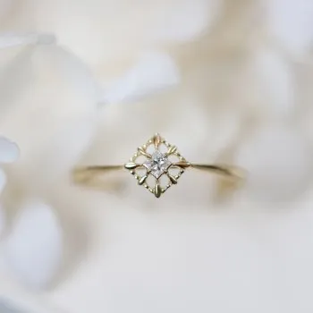 

New 14K Gold Plated Princess Diamond Ring R1313