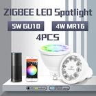 Умная светодиодсветильник лампа GLEDOPTO Zigbee, два белых и цветных точечных светильника, 4 Вт, MR16, 5 Вт, GU10, Совместимость с концентратором, приложение Conbee Tuya, голосовое управление