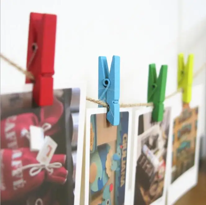 Цветной Деревянный Мини зажим офисные принадлежности прищепка для фотографий