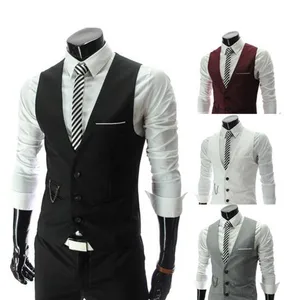 Жилетка мужская классическая, приталенный силуэт, повседневный деловой пиджак, без рукавов