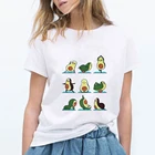 Веселая мультяшная гимнастическая футболка LUCKYROLL с авокадо, летние милые белые футболки с коротким рукавом, повседневные топы с принтом фруктов, модная одежда