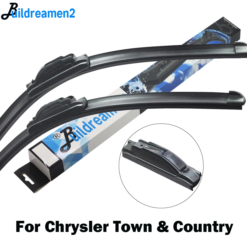 Buildreamen2 2 X Car Wiper Blade Front Windscreen Rubber Styling For Chrysler Town &amp Country Fit J Hook Arms 2001-2016 | Автомобили и