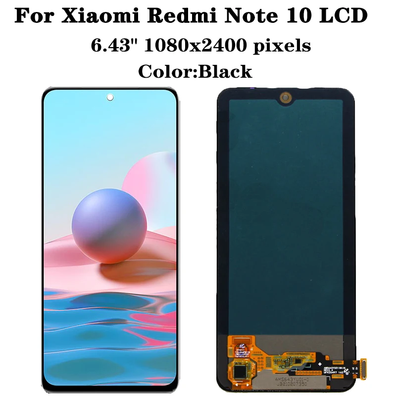 Super AMOLED 6,43 "para Xiaomi Redmi Nota 10 4G pantalla LCD con montaje de digitalizador con pantalla t&aacute;ctil para Note10 M2101K7AI M2101K7AG-1