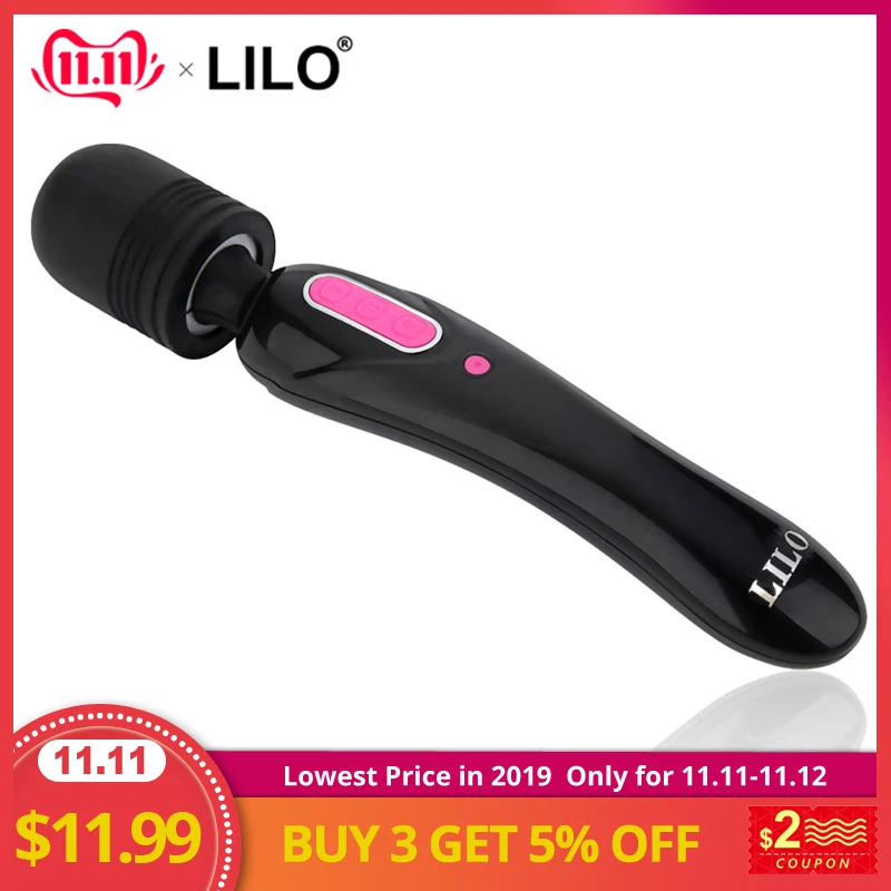 LILO перезаряжаемая волшебная палочка мощный массажер для тела клиторальный
