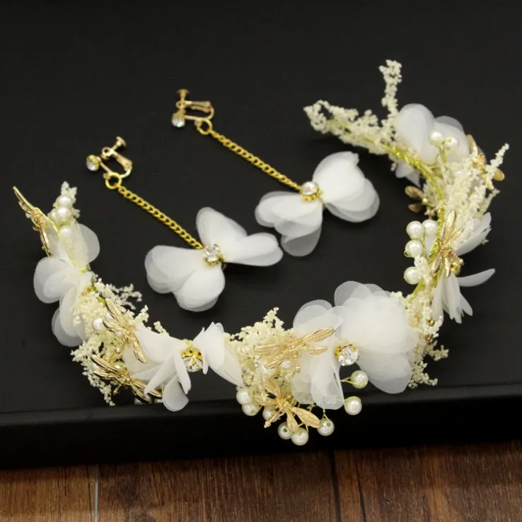 Женская повязка на голову с цветочным рисунком свадебная тиара тканевым венком