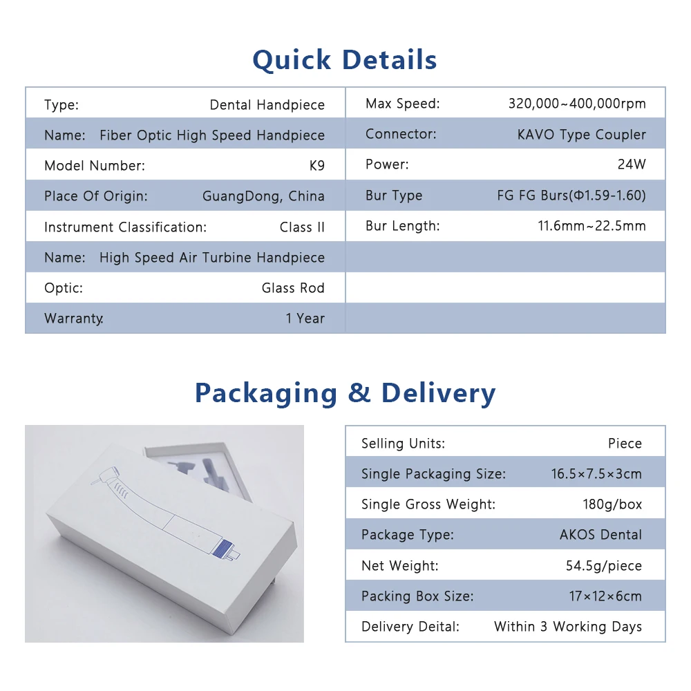 Pieza De Mano Dental Turbine Kit Kavo Surgical Turbina High Speed Handpiece With Led Multiflex Quick Connect Coupler