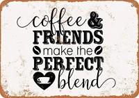 wallcolor 812 metal sign coffee and friends make the perfect blend vintage look