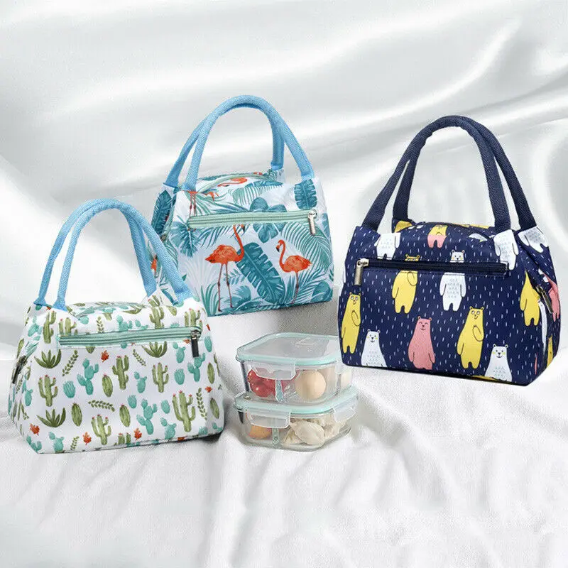

Cartoon Printed Insulated Thermal Lunch Bag Reusable Water-Resistant Leak-Proof Lunch Cool Bag Picnic Food Box