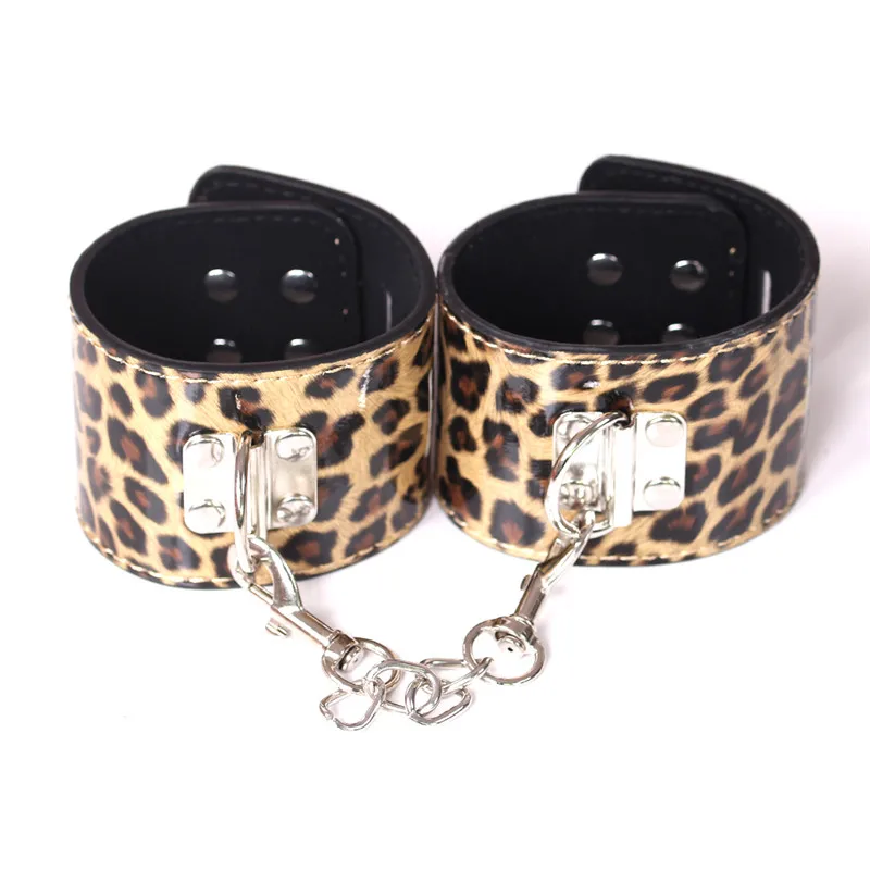 Взрослые игры Леопард гей кожаные браслеты ограничители эротические секс