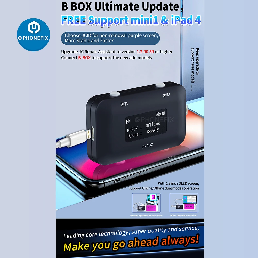 Плата JC B BOX C3 DFU с одним ключом к фиолетовому для IOS iPhone и iPad разблокировка Wi Fi