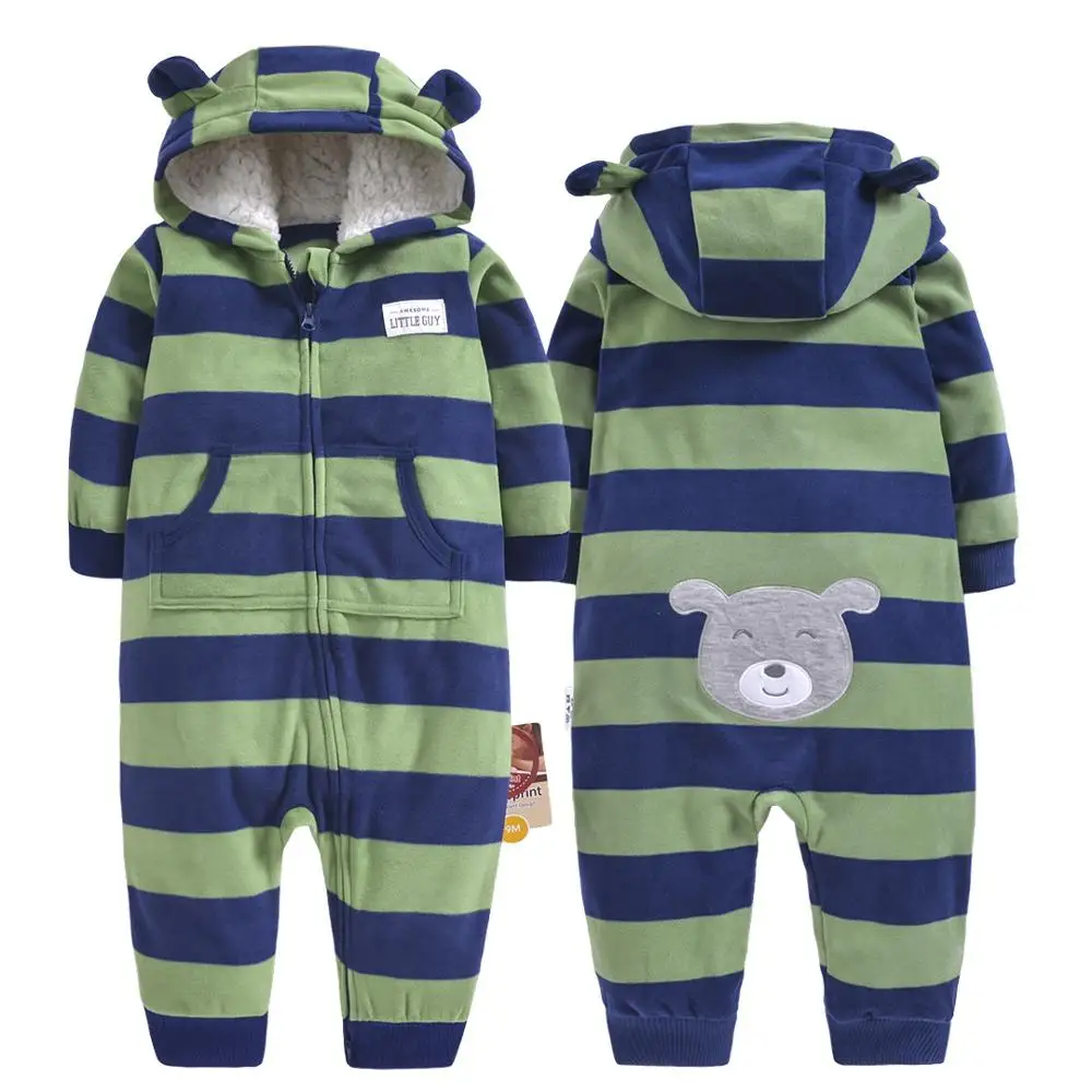 2019 Fall Winter Newborn Baby Romper long-sleeved Fleece Warm hooded infant boy clothes girl jumpsuit | Детская одежда и обувь