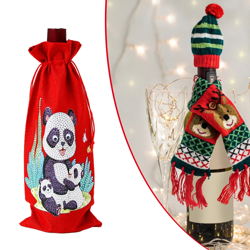 Diamond Mosaic Wine Bottle Covers Christmas Clothes Sets Festival New Year Wedding Ornament Supplies Table Decoration | Дом и сад