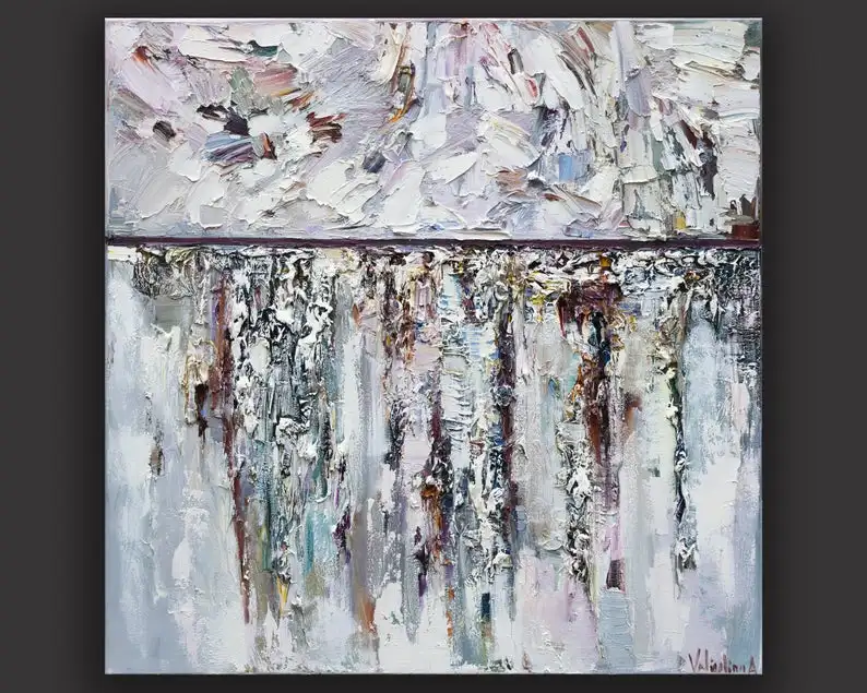 

White abstract painting Original big oil painting Large Textured on canvas Impasto Modern art Contemporary Palette knife White