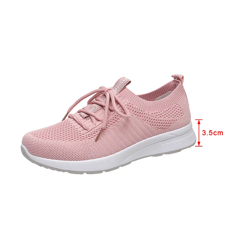 

Women's Sneakers Breathable Knitted Flats Lace Up Ladies Vulcanized Shoes Lofers Female Footwear Soft Casual Comfort 2021 New