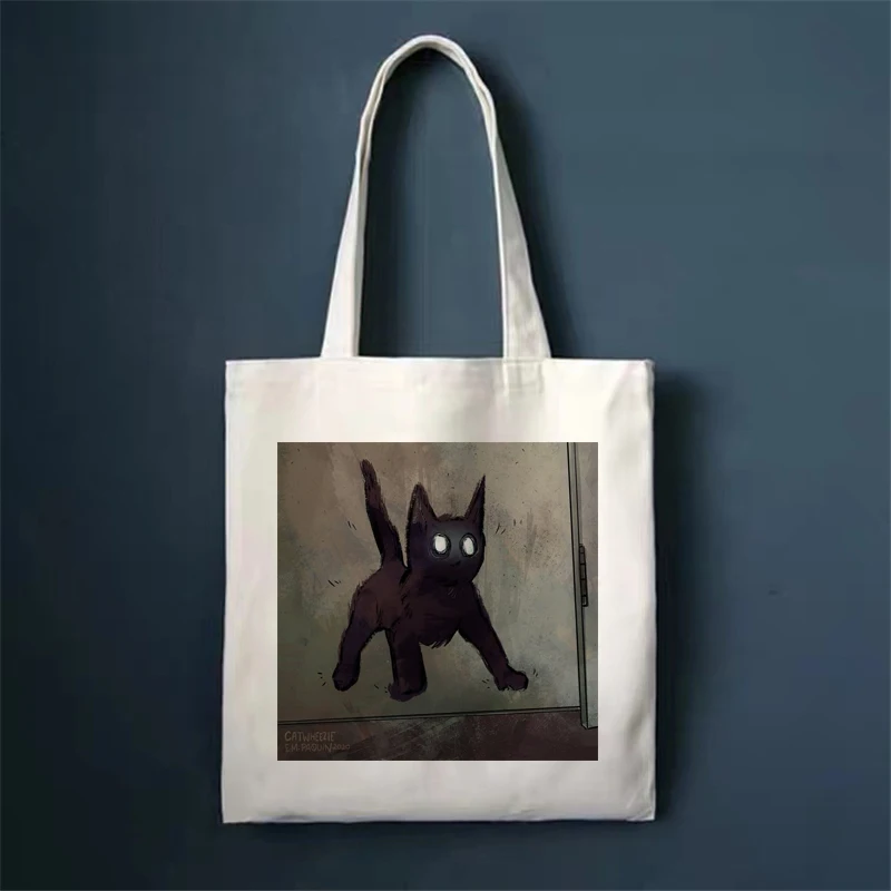 

BlackCat Cute Print Shopper Bags Shopping Bag Tote Bag Canvas Bags Female Cotton Cloth Shoulder Bag Eco Handbag Reusable Grocery