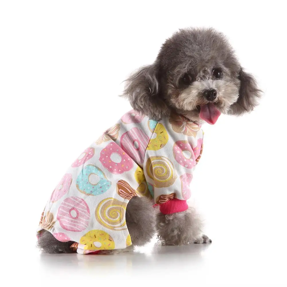 Пончики одежда для домашних животных собаки пижамы мягкие хлопковые рубашки PJS