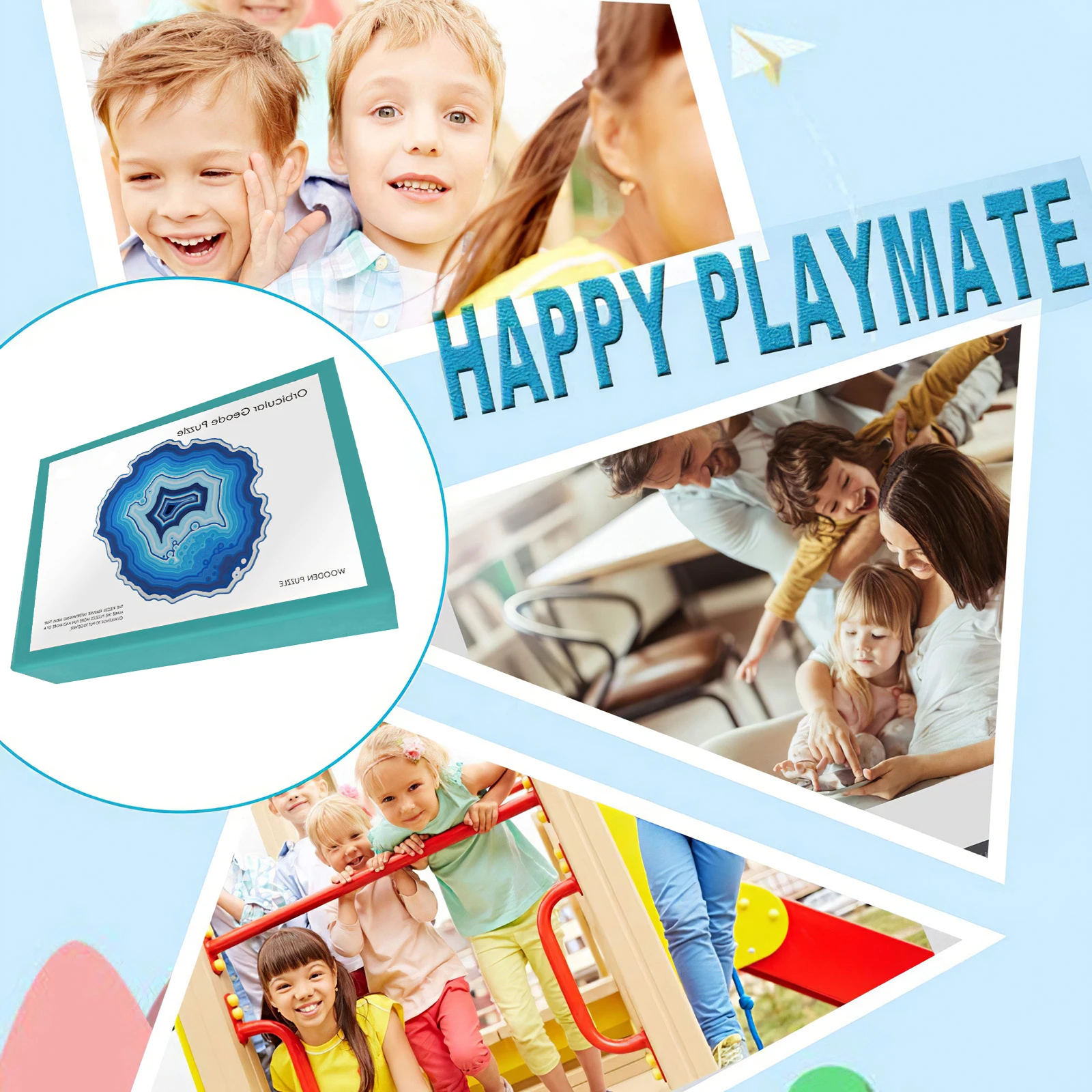 

Wooden Agate Puzzle Jigsaw Alien Agate Puzzle Blue Agate Irregular Shape Puzzle Difficulty Hell Level Educational Toys For Child